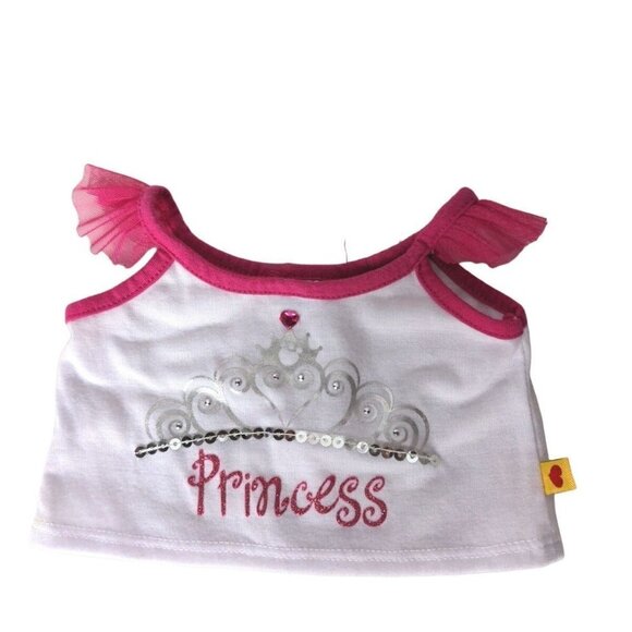 Build A Bear Workshop Princess Shirt Silver Crown Sequin Heart Jewel BAB - Picture 1 of 5